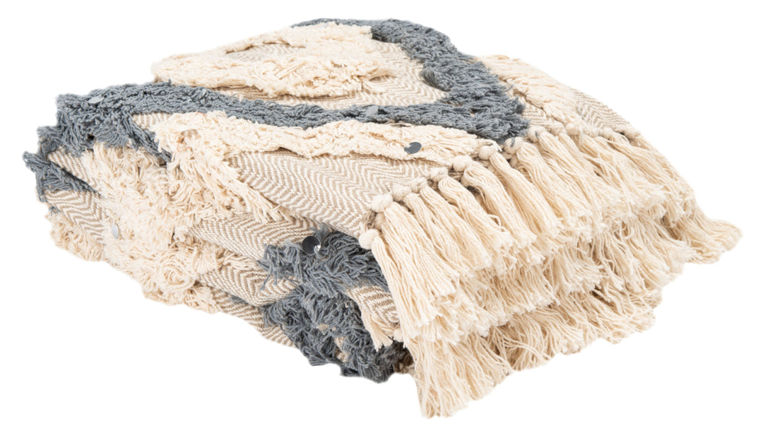 SAFAVIEH Lila Grace Fringe Throw Blanket Grey / Beige Image 2