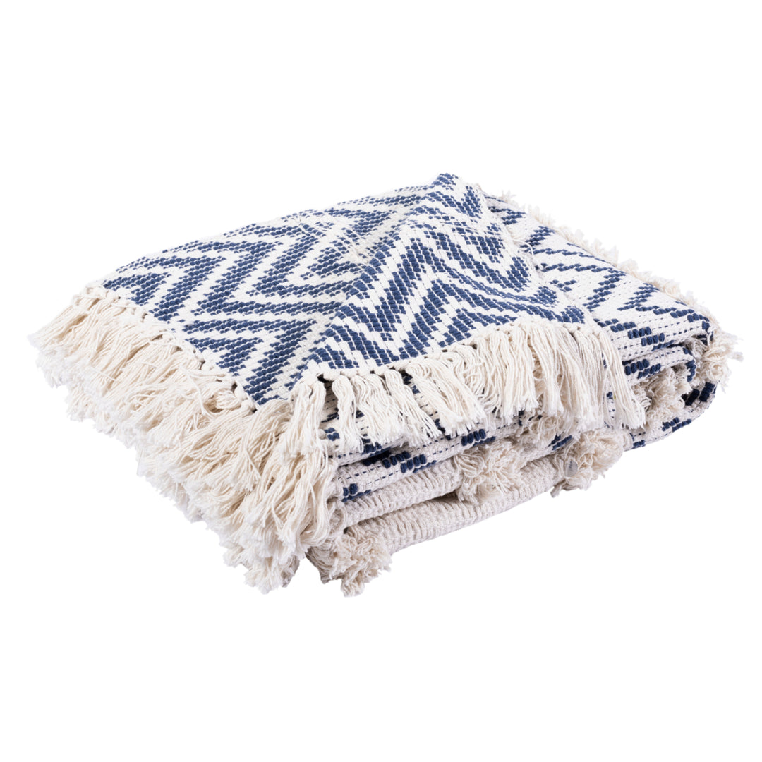 SAFAVIEH Theanna Throw Blanket Ivory / Blue Image 3