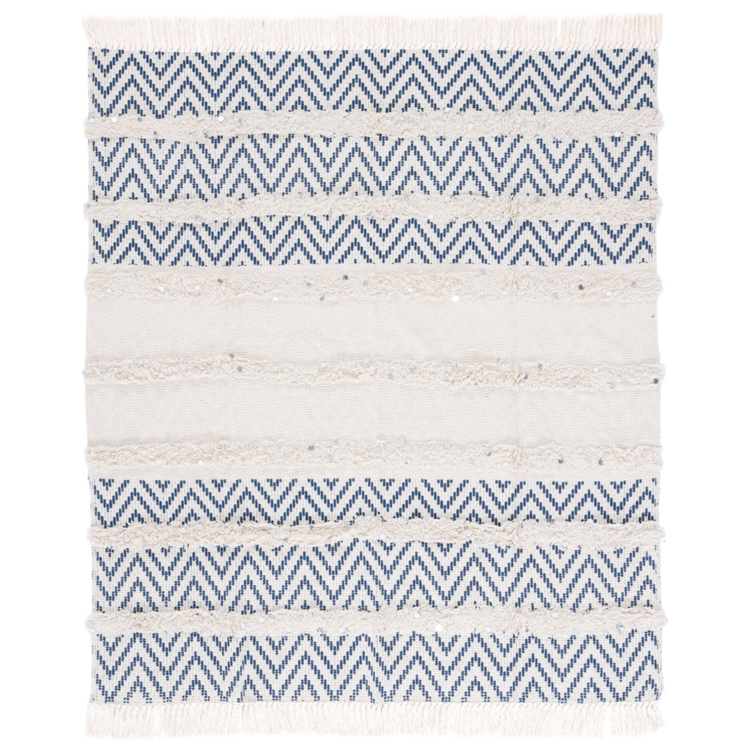 SAFAVIEH Theanna Throw Blanket Ivory / Blue Image 4