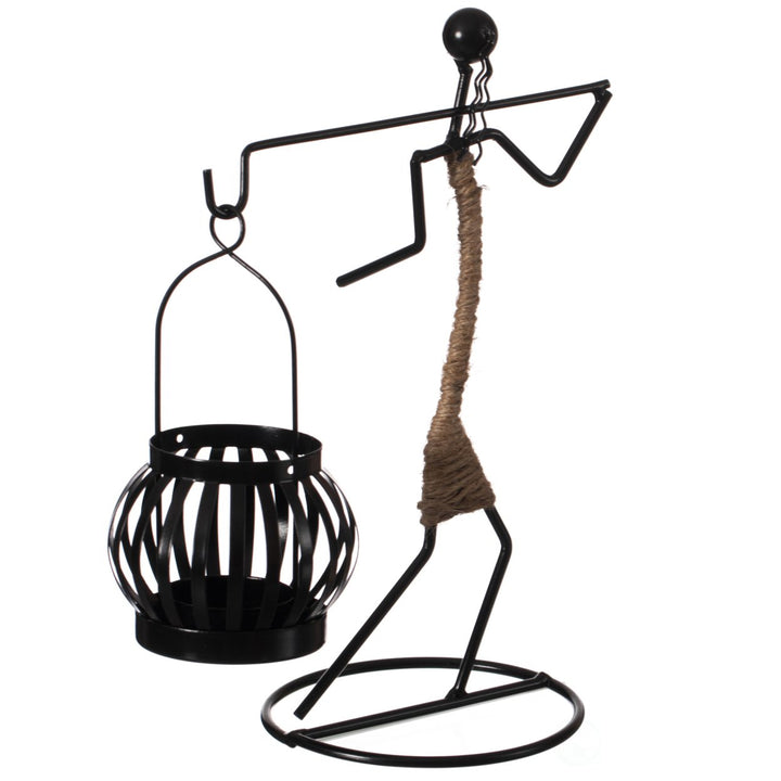 Modern Wire Figure Candle Holder Tea Light Lantern Decorative Centerpiece 8" Image 1