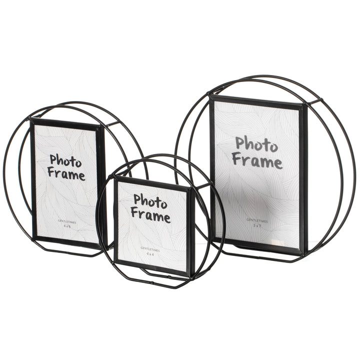 Modern Circle Shape Black Metal Decor Photo Frame for Tabletop Display Image 1