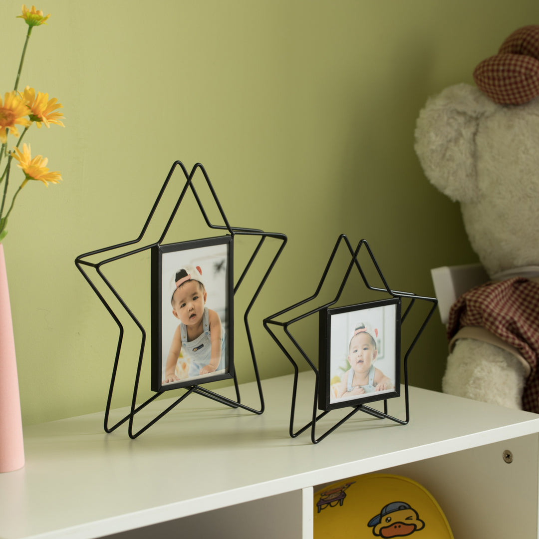 Modern Star Shape Black Metal Decor Photo Frame for Tabletop Display Image 7