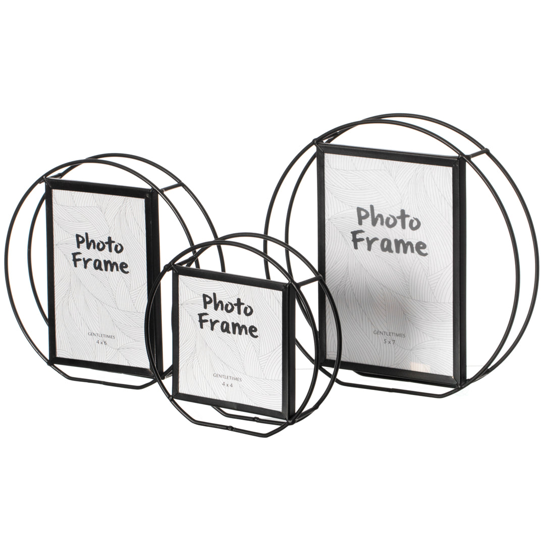 Modern Circle Shape Black Metal Decor Photo Frame for Tabletop Display Image 2