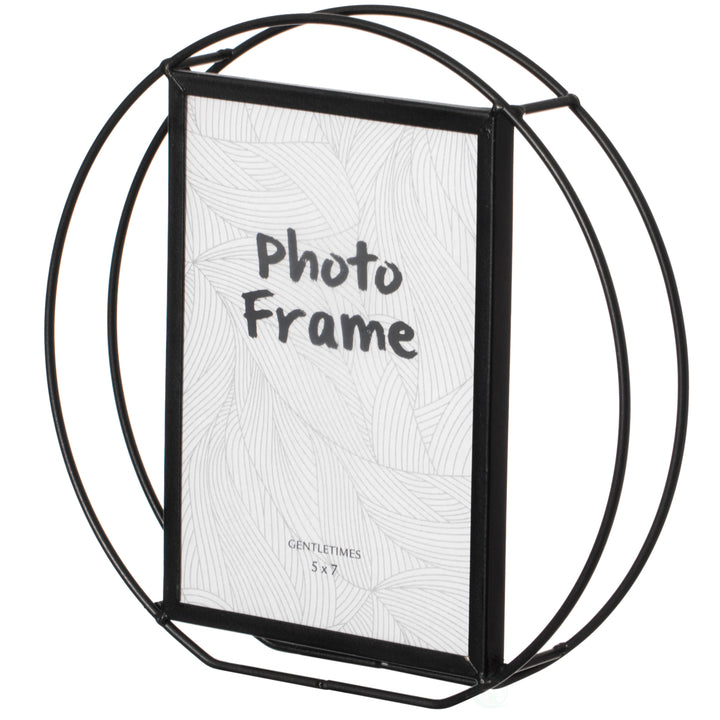 Modern Circle Shape Black Metal Decor Photo Frame for Tabletop Display Image 3