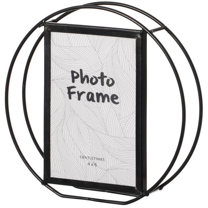 Modern Circle Shape Black Metal Decor Photo Frame for Tabletop Display Image 1