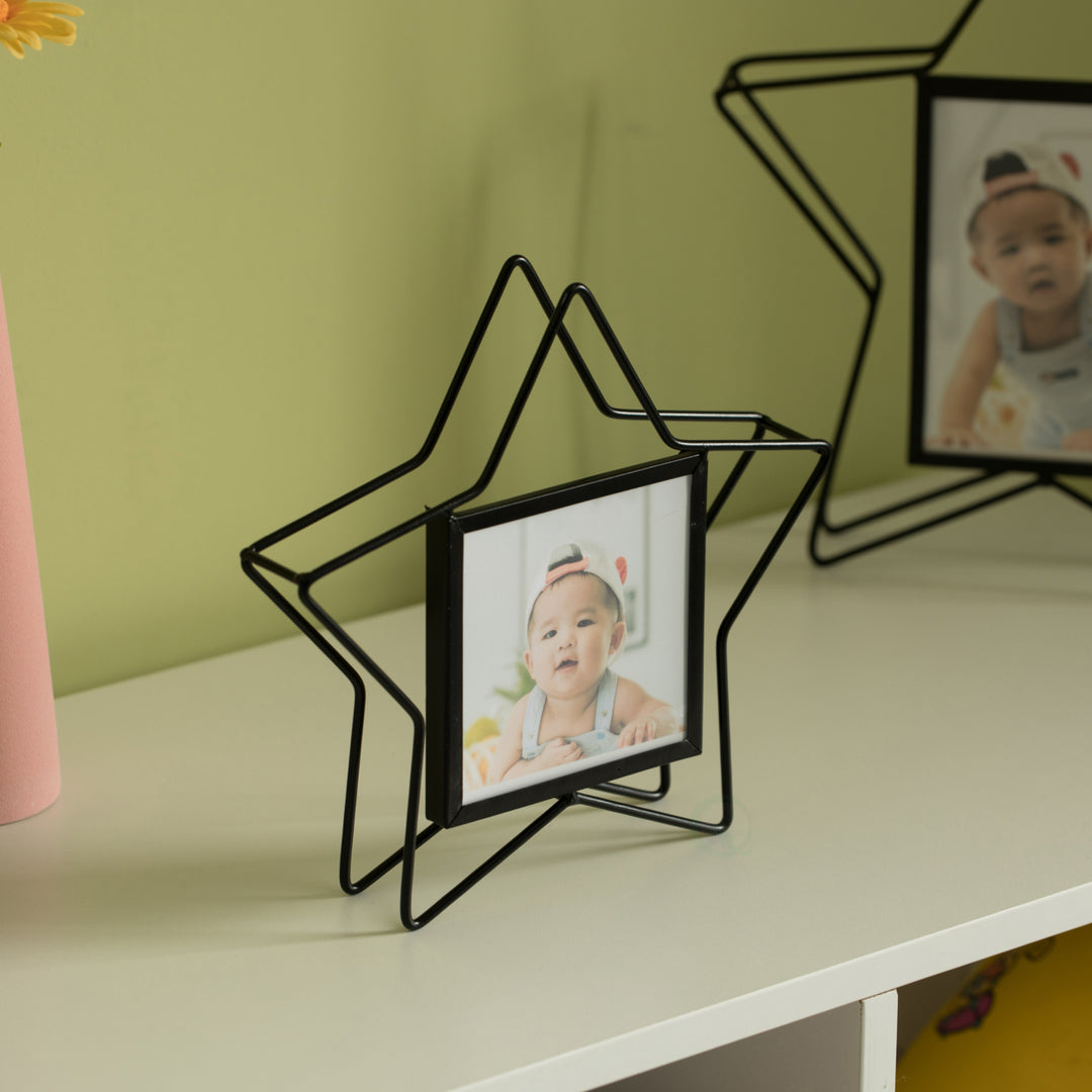 Modern Star Shape Black Metal Decor Photo Frame for Tabletop Display Image 9