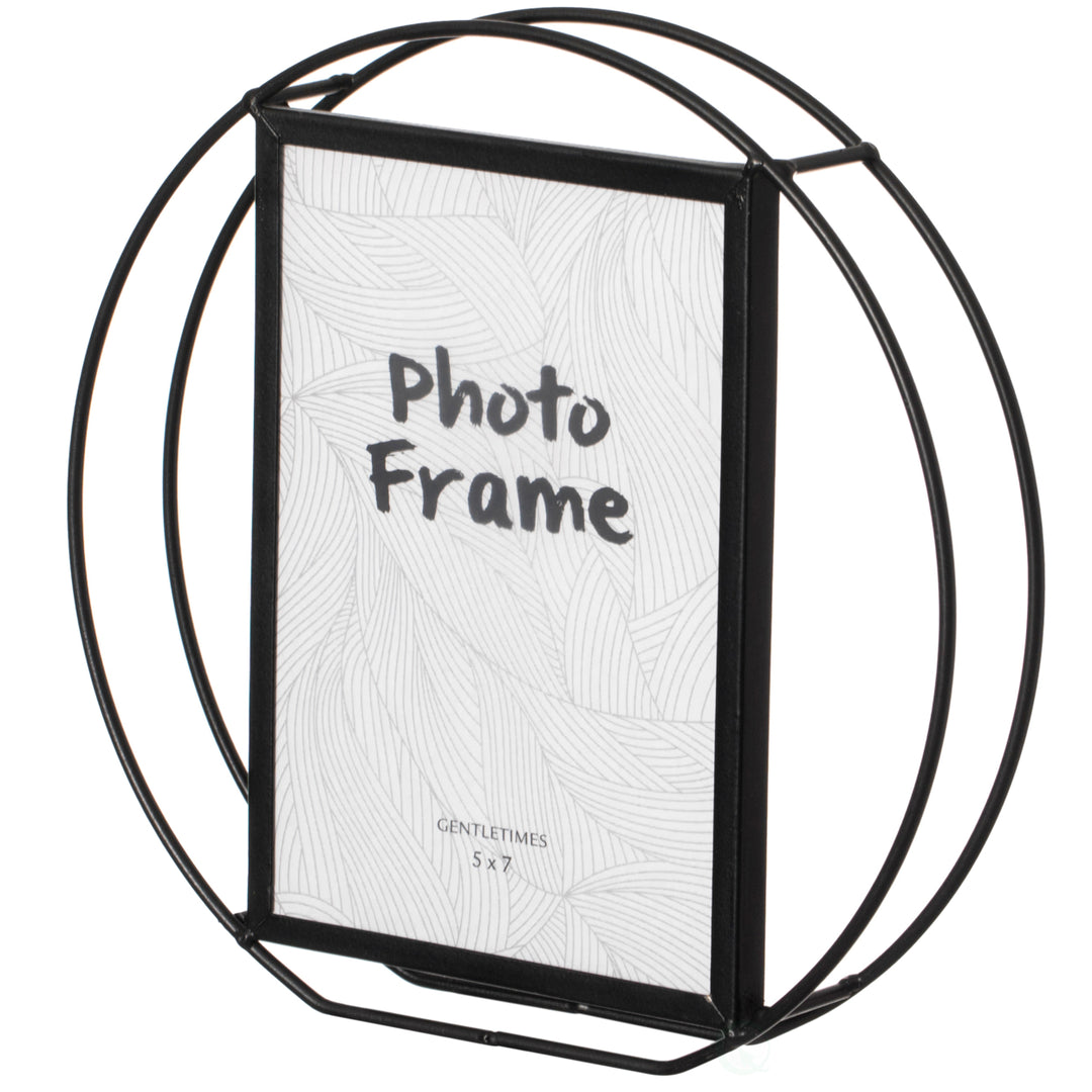 Modern Circle Shape Black Metal Decor Photo Frame for Tabletop Display Image 6