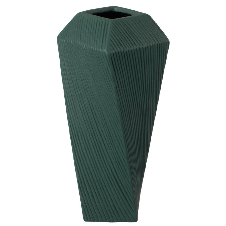 Elegant Ceramic Square Twisted Centerpiece Table Vase Modern 12" Image 3