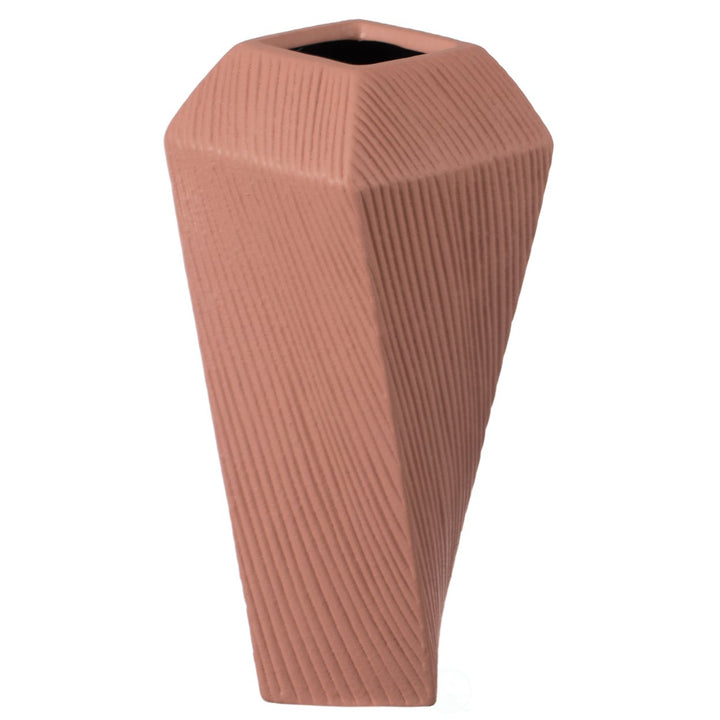 Elegant Ceramic Square Twisted Centerpiece Table Vase Modern 12" Image 4