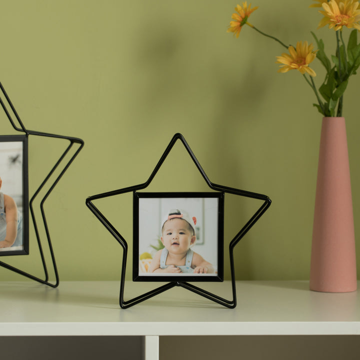 Modern Star Shape Black Metal Decor Photo Frame for Tabletop Display Image 11