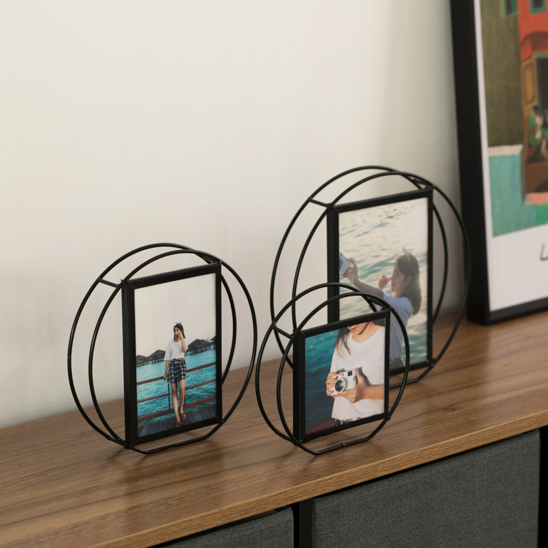 Modern Circle Shape Black Metal Decor Photo Frame for Tabletop Display Image 9