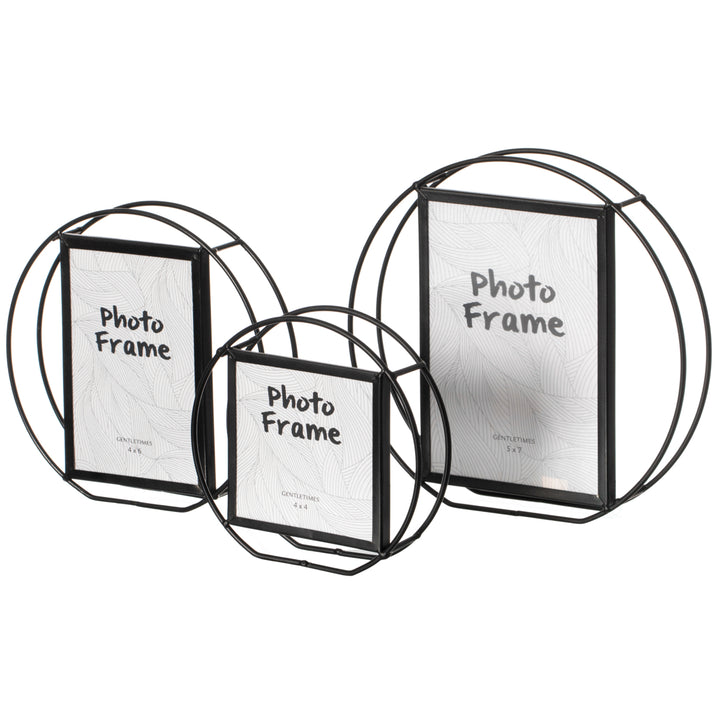 Modern Circle Shape Black Metal Decor Photo Frame for Tabletop Display Image 10