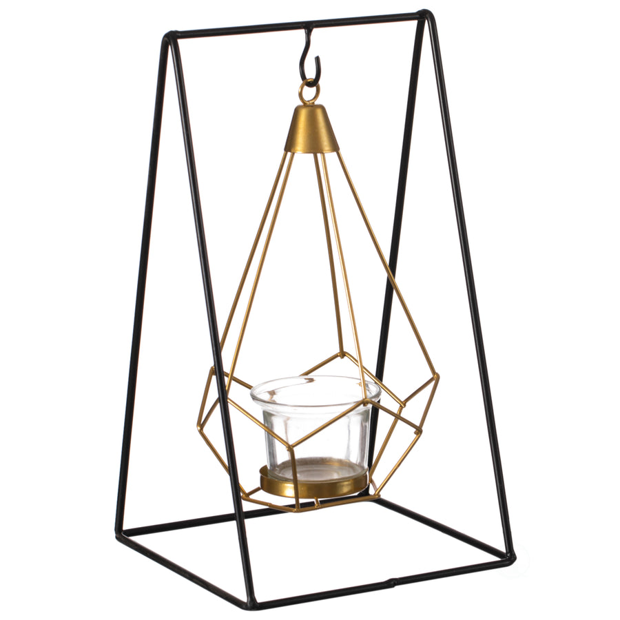 Geometric Swinging Votive Candle Holder Modern Hanging Lantern Centerpiece Image 1