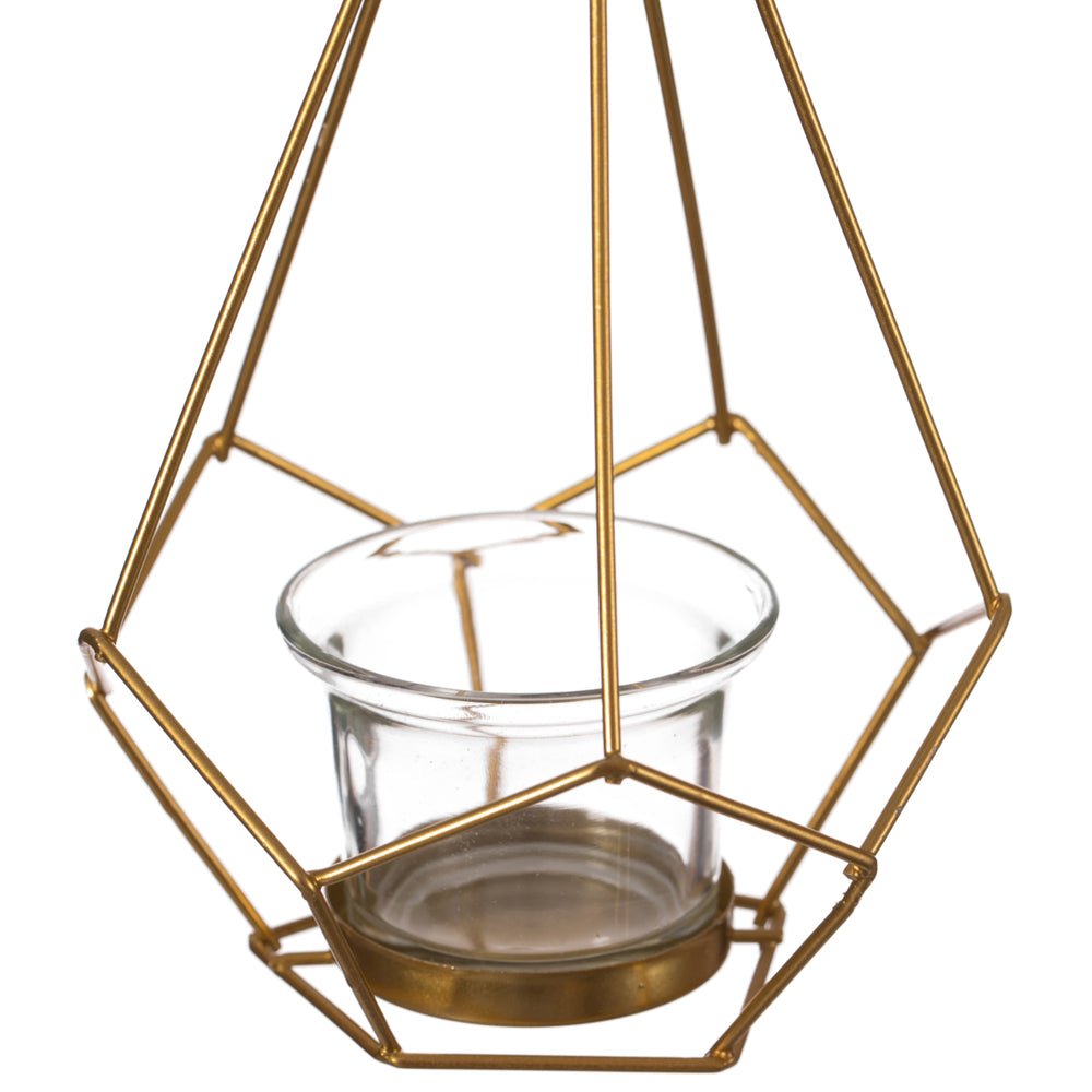 Geometric Swinging Votive Candle Holder Modern Hanging Lantern Centerpiece Image 2