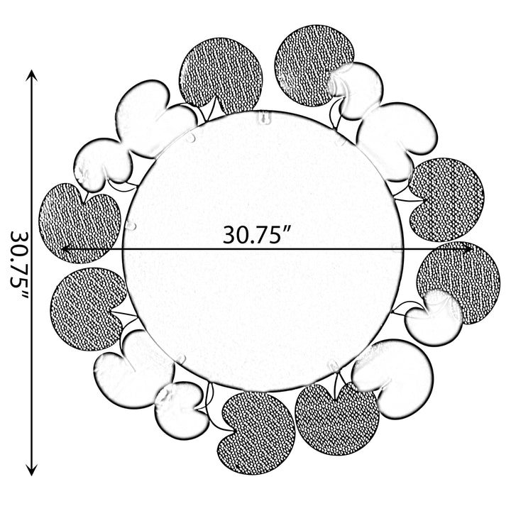 31 Inch Wall Mounted Mirror Metal Pedal Leaf Frame Gold Silver Modern Decor Image 7