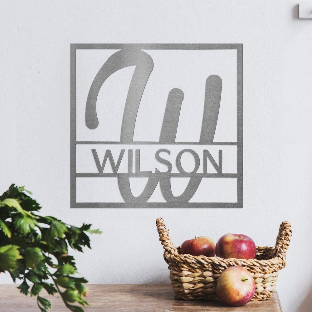 Fullerton Square Monogram - 2 Sizes - Metal Personalized Last Name with Monogram Sign Image 2