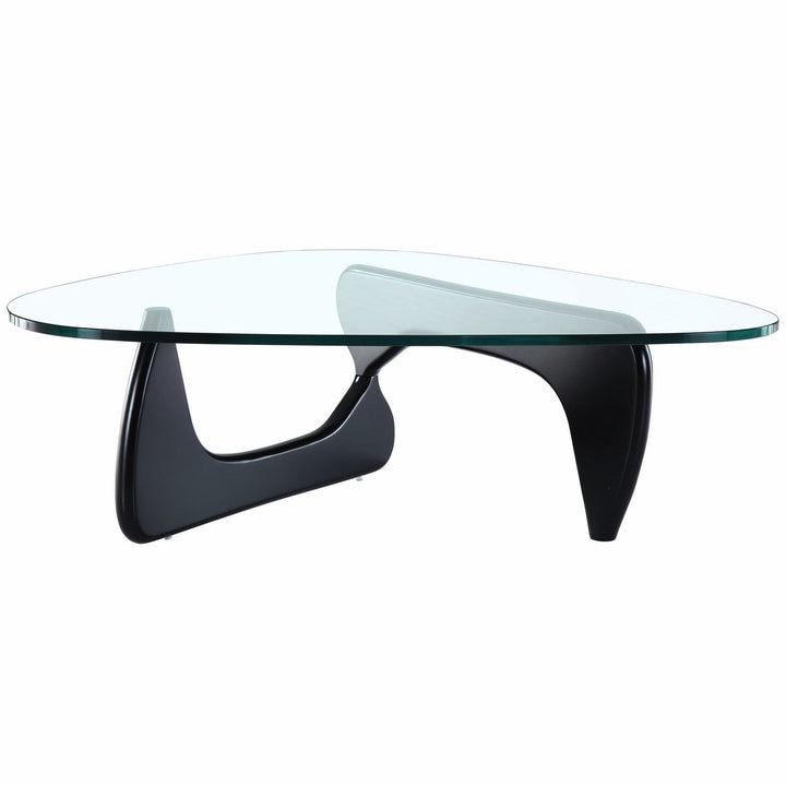 Modern Triangle Glass Top Coffee Table - Black Image 1