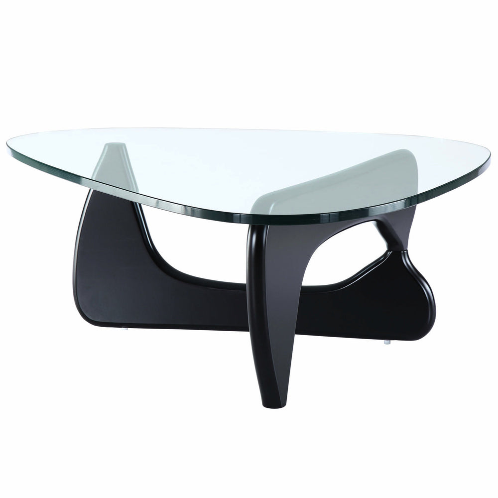 Modern Triangle Glass Top Coffee Table - Black Image 2