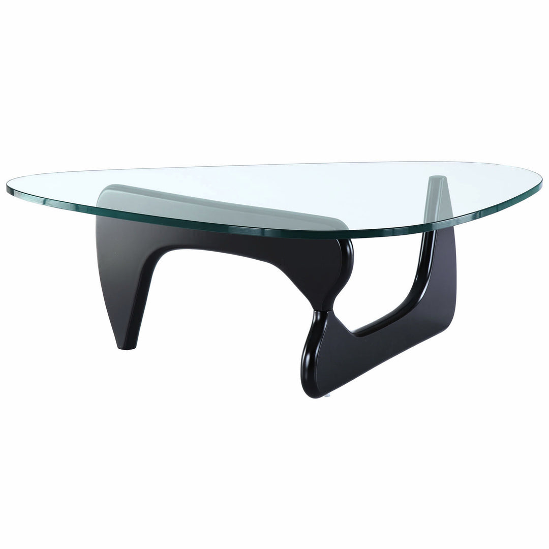 Modern Triangle Glass Top Coffee Table - Black Image 3