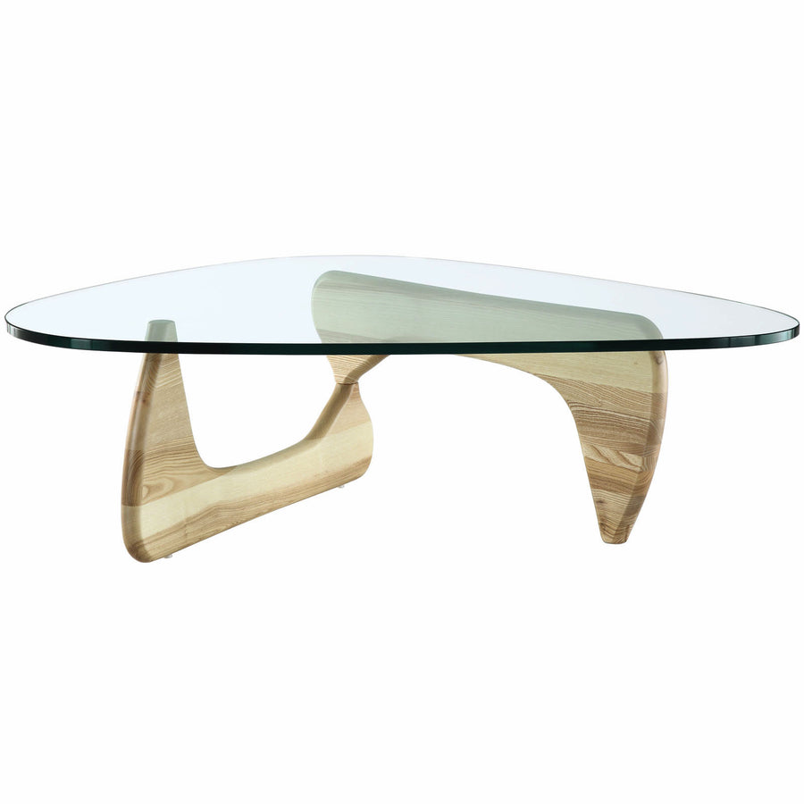 Modern Triangle Glass Top Coffee Table - Natural Image 1