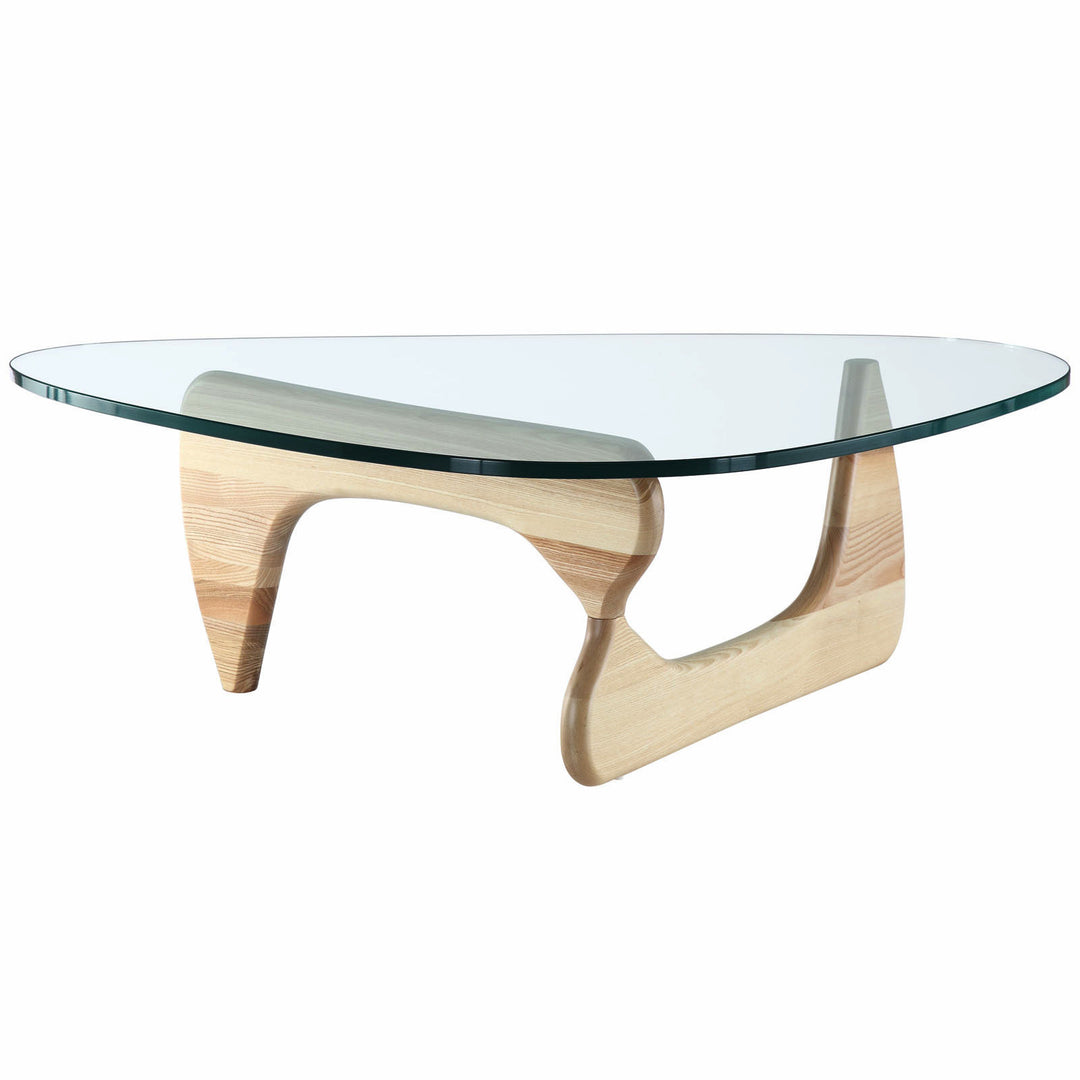 Modern Triangle Glass Top Coffee Table - Natural Image 2