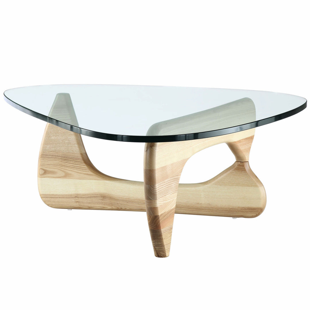 Modern Triangle Glass Top Coffee Table - Natural Image 3