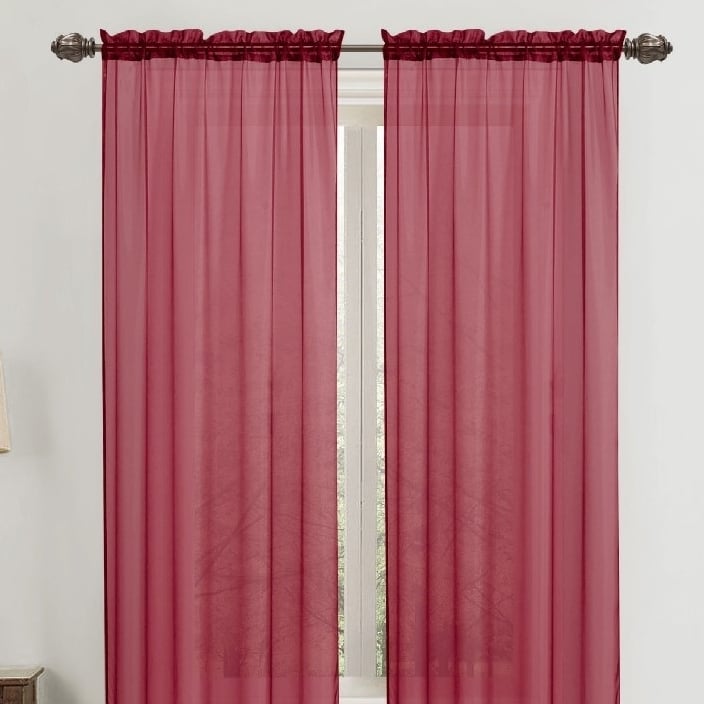 Celine Sheer Voile Drape Window Curtain Panels 90 Inch Light Filtering 2 Panel Set Image 4