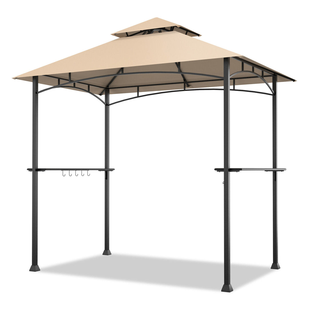 8 x 5 BBQ Grill Gazebo 2-Tier Barbecue Canopy Vented Top Shelves Shelter Image 5