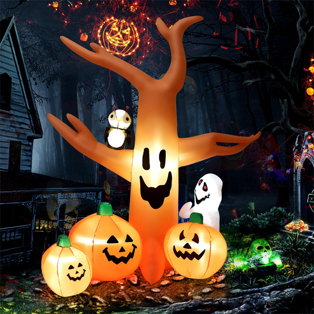 8 Halloween Inflatable Blow Up Dead Tree w/LED Lights Holiday Decor Image 1