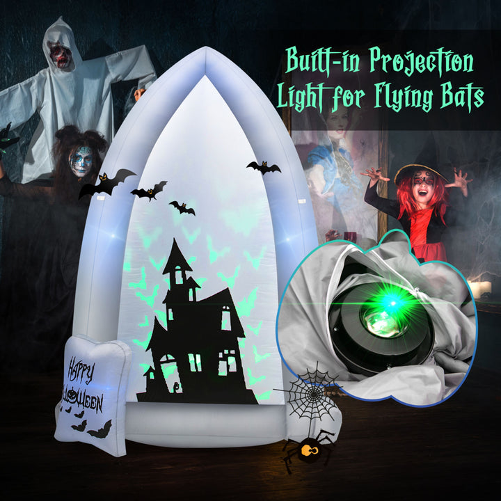 7 Halloween Outdoor Inflatable Headstone Blow up w/ Built-in Bat Lamp Image 8