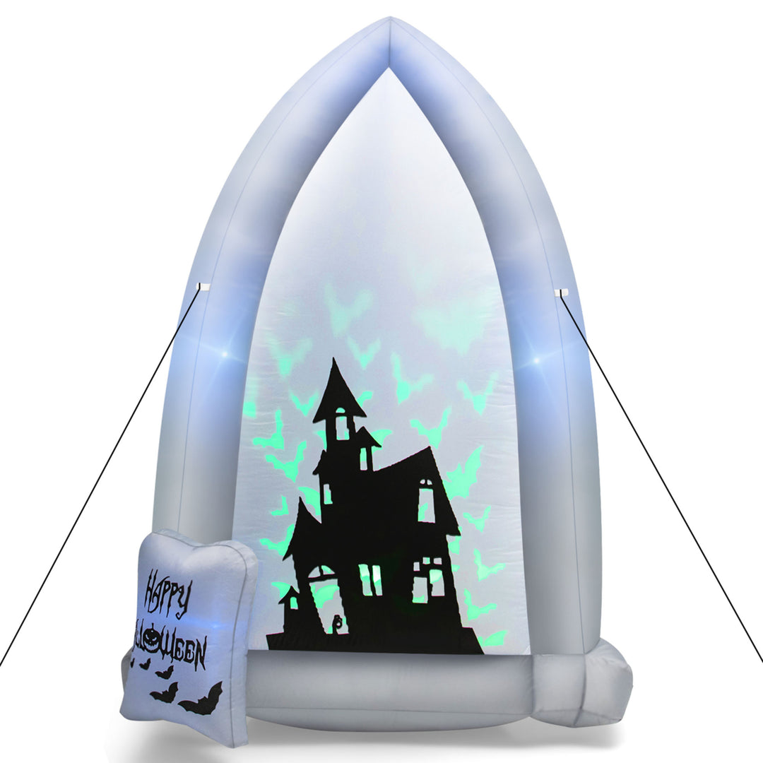 7 Halloween Outdoor Inflatable Headstone Blow up w/ Built-in Bat Lamp Image 10