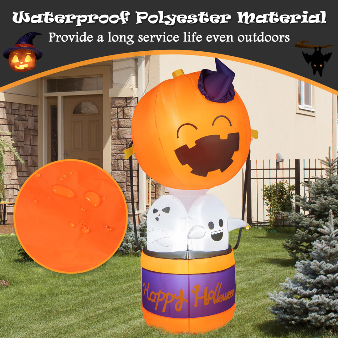 6FT Tall Halloween Ghost Pumpkin Inflatable Hot Air Balloon Decor w/ LED Lights Image 8