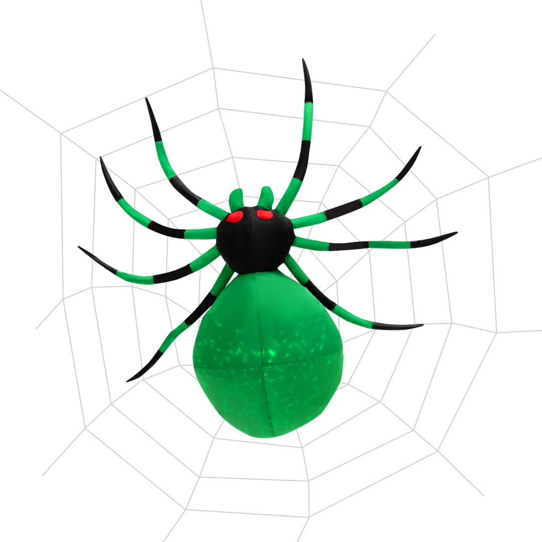 5 Long Halloween Inflatable Creepy Green Black Legs Spider w/ Cobweb and LEDS Image 10