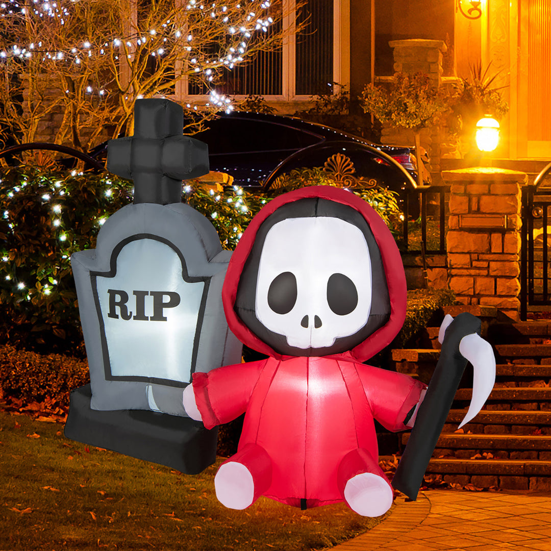 5FT Halloween Inflatable Tombstone and Reaper Combo w/ LED and Waterproof Blower Image 3