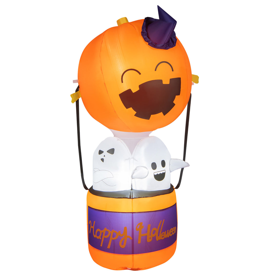 6FT Tall Halloween Ghost Pumpkin Inflatable Hot Air Balloon Decor w/ LED Lights Image 10