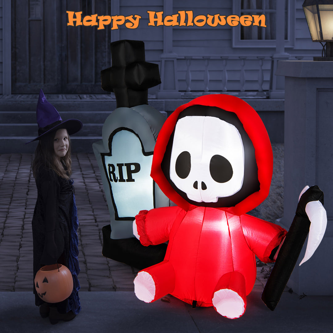 5FT Halloween Inflatable Tombstone and Reaper Combo w/ LED and Waterproof Blower Image 4