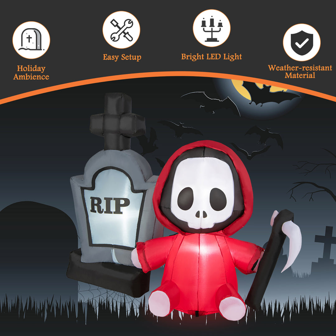 5FT Halloween Inflatable Tombstone and Reaper Combo w/ LED and Waterproof Blower Image 5