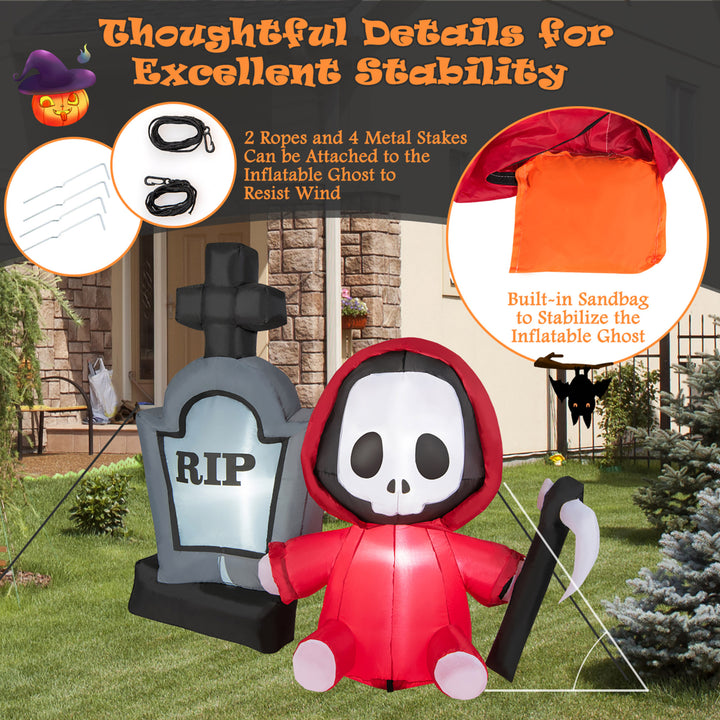 5FT Halloween Inflatable Tombstone and Reaper Combo w/ LED and Waterproof Blower Image 7