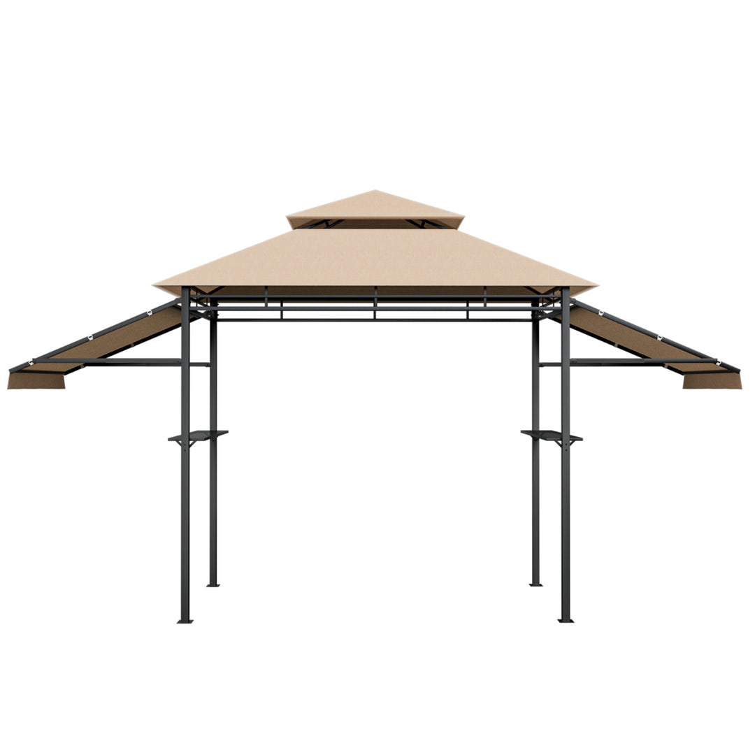 13.5 x 4 Patio BBQ Grill Gazebo Side Awnings Shelves 2-Tier Canopy Outdoor Image 10