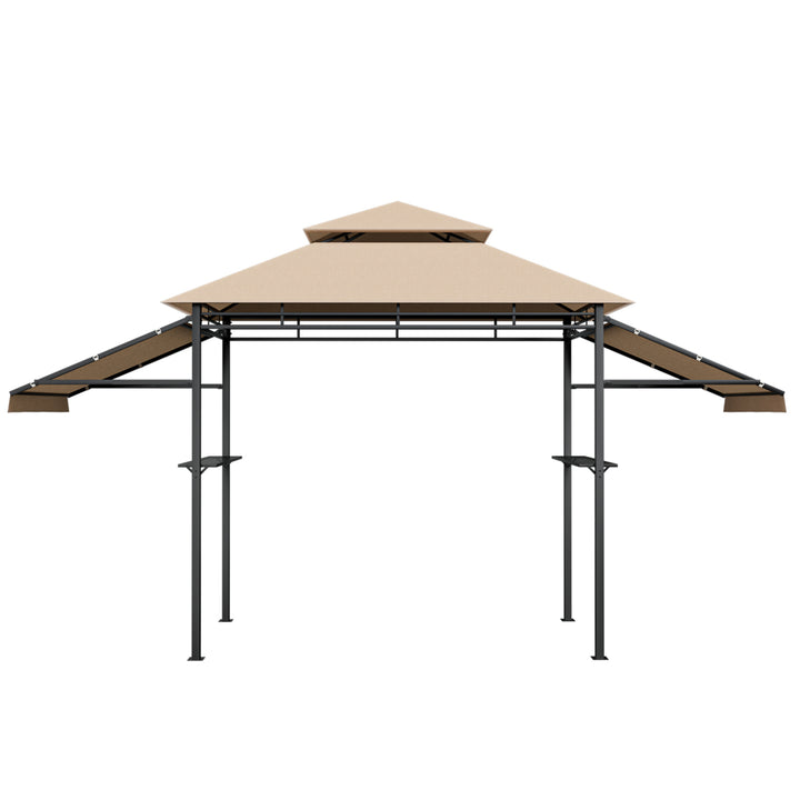 13.5 x 4 Patio BBQ Grill Gazebo Side Awnings Shelves 2-Tier Canopy Outdoor Image 10