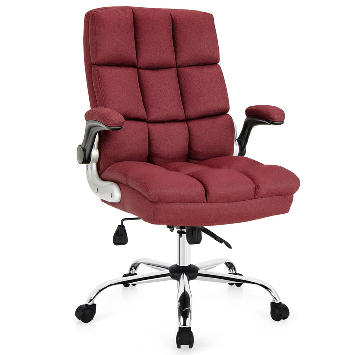 High Back Big and Tall Office Chair Adjustable Swivel w/ Flip-up Arm Red Image 1