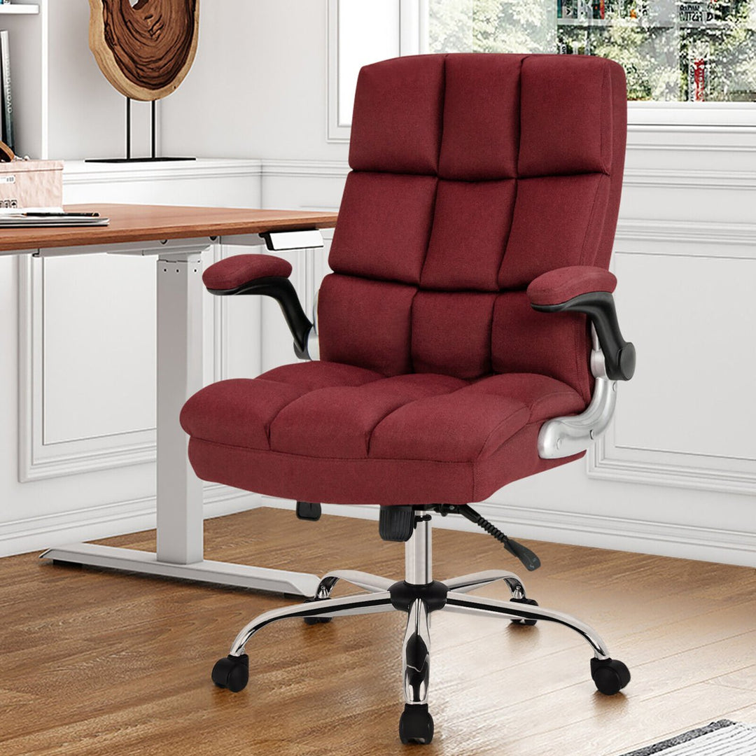 High Back Big and Tall Office Chair Adjustable Swivel w/ Flip-up Arm Red Image 5