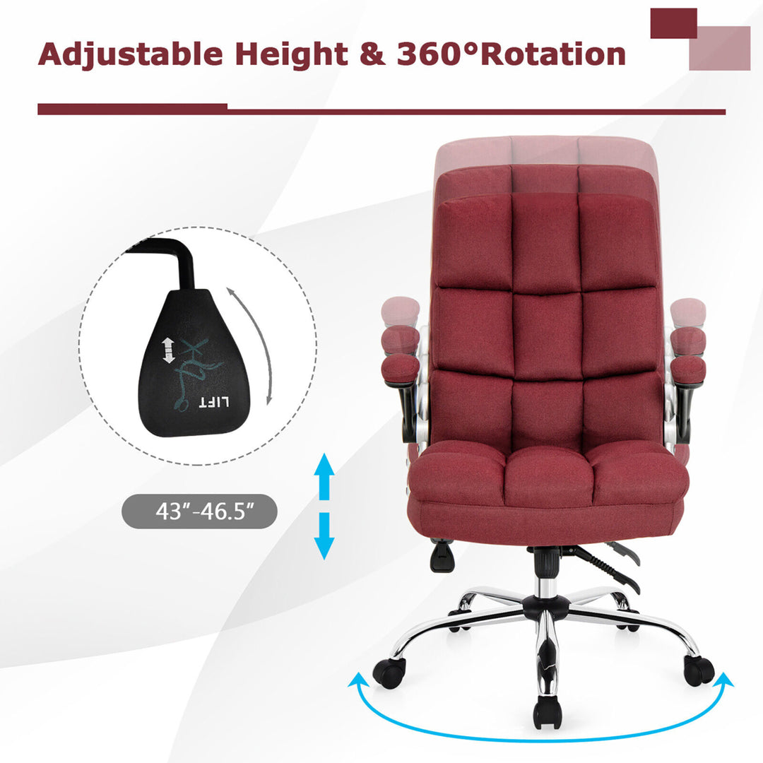 High Back Big and Tall Office Chair Adjustable Swivel w/ Flip-up Arm Red Image 8