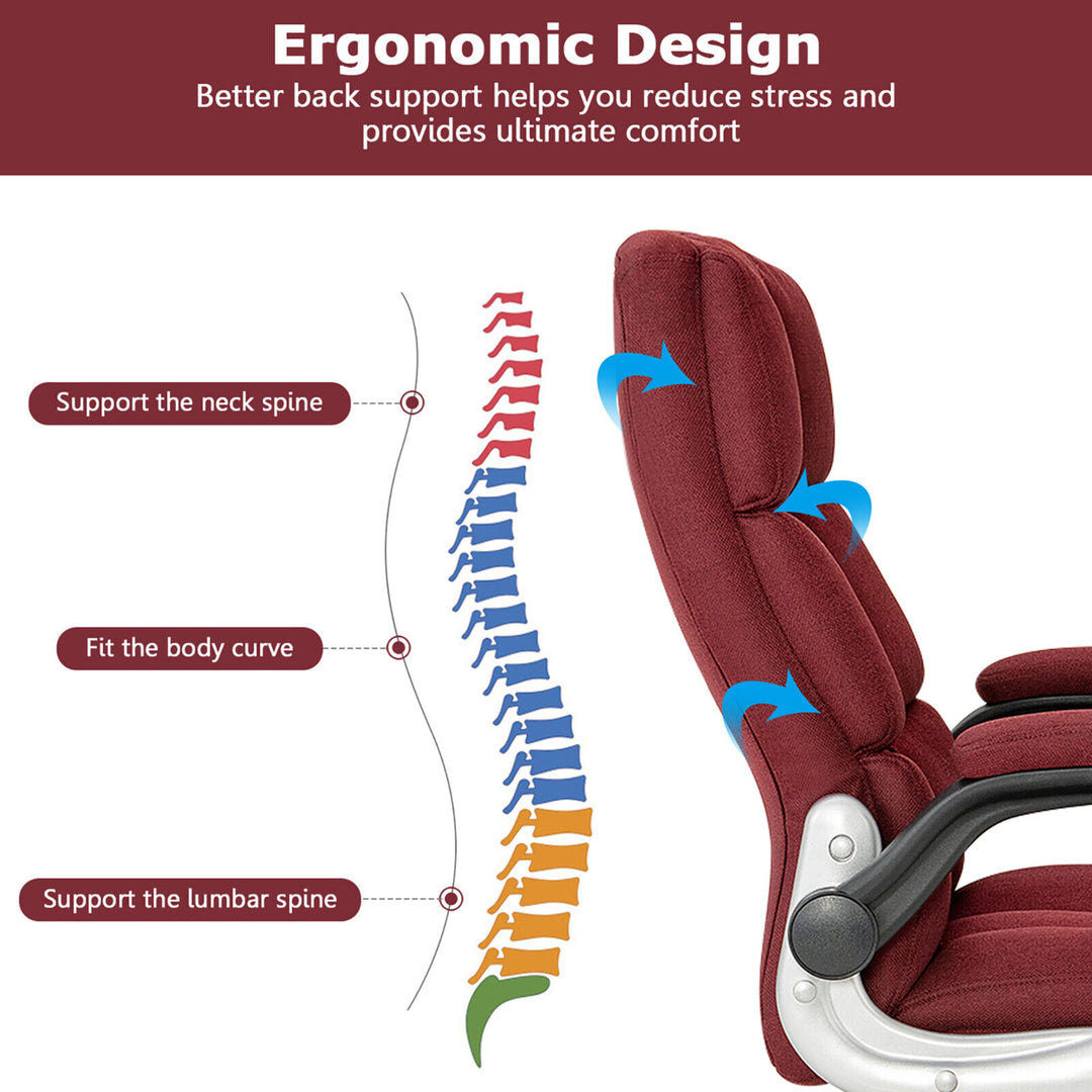 High Back Big and Tall Office Chair Adjustable Swivel w/ Flip-up Arm Red Image 9