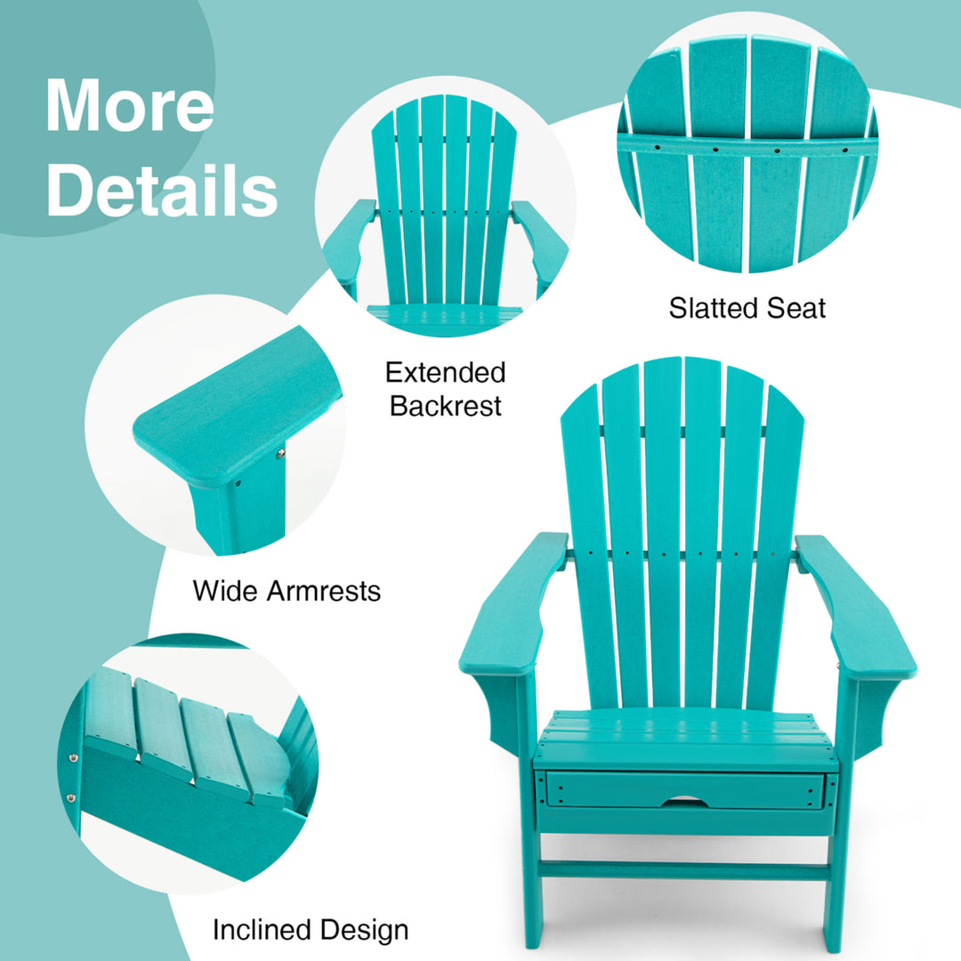 Patio Adirondack Chair HDPE Outdoor Lounge Chair w/ Retractable Ottoman Image 3