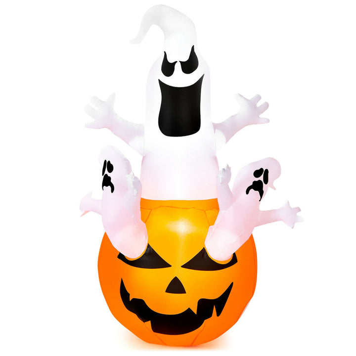 6ft Inflatable Ghost in Pumpkin Halloween Decoration w/ Built-in LED Lights Image 4