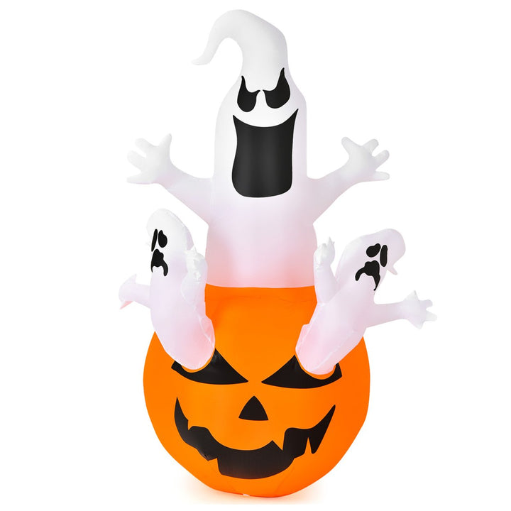 6ft Inflatable Ghost in Pumpkin Halloween Decoration w/ Built-in LED Lights Image 5