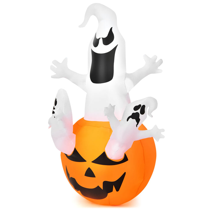 6ft Inflatable Ghost in Pumpkin Halloween Decoration w/ Built-in LED Lights Image 6