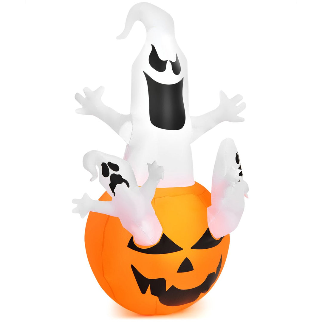 6ft Inflatable Ghost in Pumpkin Halloween Decoration w/ Built-in LED Lights Image 7