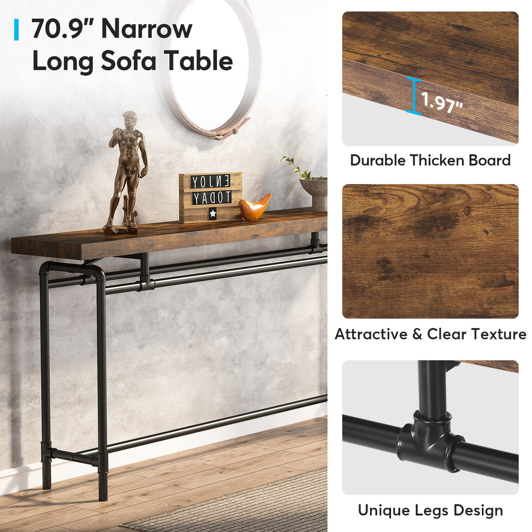 Tribesigns Console Table, 70.9" Narrow Long Entryway Table, Industrial Hallway Table with Metal Frame for Foyer Corridor Image 5